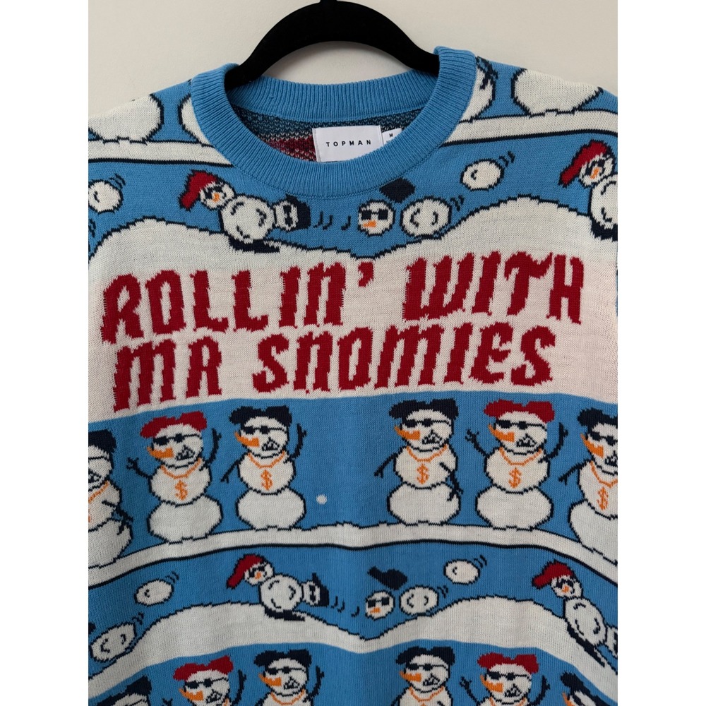Topman Men's Medium Christmas Sweater Rollin' With Mr Snomies Snowman